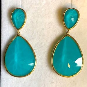 Double Tier Turquoise and Real Gold Earrings